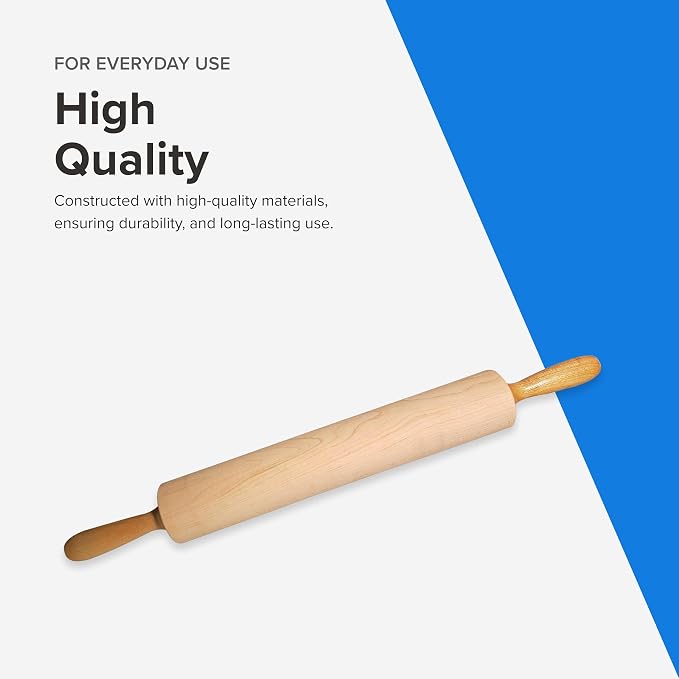 Frieling Rolling Pin - 2.75 in x 15 in Barrel, Natural - Rolling Pins for Baking & Pizza Dough Roller - Wood Roller with Nylon Bushings for Smooth Dough Prep