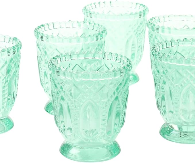Koyal Wholesale Vintage Glass Candle Holder - Mint Green Tea Light Candle Holders - Mint Green Party Decor, Kitchen Decor, Weddings & Birthdays Easter Decorations for Table - 3 X 2.75 (Pack of 6)