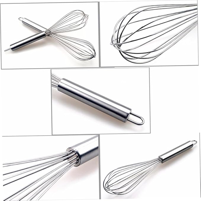 Luxshiny 3pcs Stainless Steel Balloon Wire Whisk Rust-resistant Egg Frother for Beating Blending Stirring Cooking Mixtures with Hanging Loop Handles Dishwasher Safe Kitchen Utensils