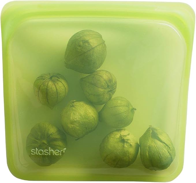 Stasher Silicone Reusable Storage Bag, Sandwich Bag, Reusable Freezer Bags, Microwave, Dishwasher, Oven Safe, Sous Vide, Premium Lunch Container, Eco Friendly, Leak-free Food Storage Bags, 28 oz, Lime