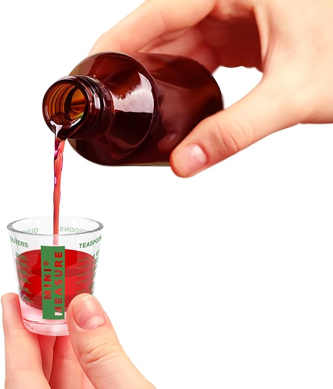 Kolder Mini Measure Heavy Glass, 20-Incremental Measurements Multi-Purpose Liquid and Dry Measuring Shot Glass, Green
