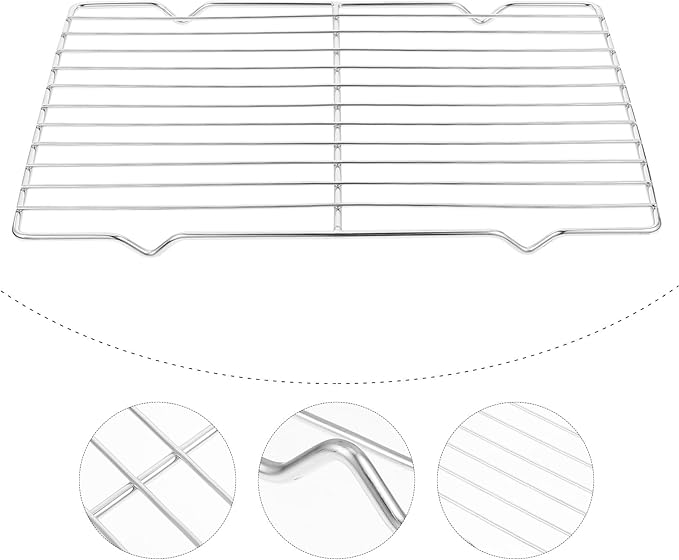 Toyvian Stainless Steel Barbecue Grid Rack Portable Roasting Cooling Rack Non-stick Cooling Holder for Outdoor Bbq and Kitchen Baking