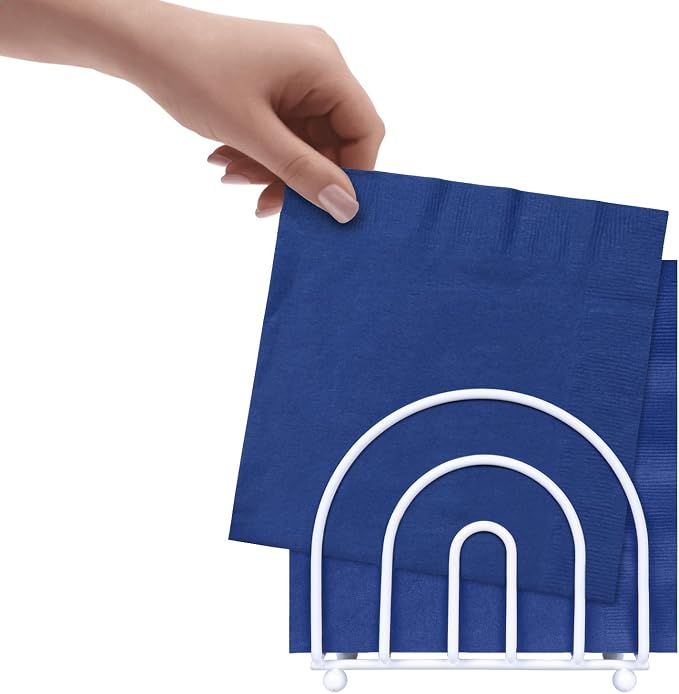 Blue Donuts White Arc Collection Napkin Holder – Napkin Holders for Tables, Modern Napkins Holder, Dining Table Napkin Holders for Kitchen,
