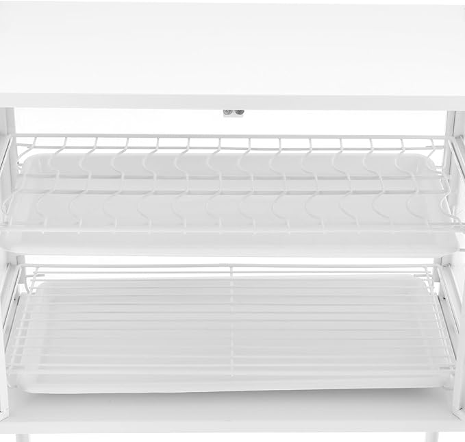 Kitchen Storage Rack, 3-Tier Metal Dish Rack, Over The Sink Dish Drainer Drying Rack, Table Standing Microwave Oven Shelf w/ Feet Adjustable, Home Storing Organizer Unit for Kitchen Utensils (White)