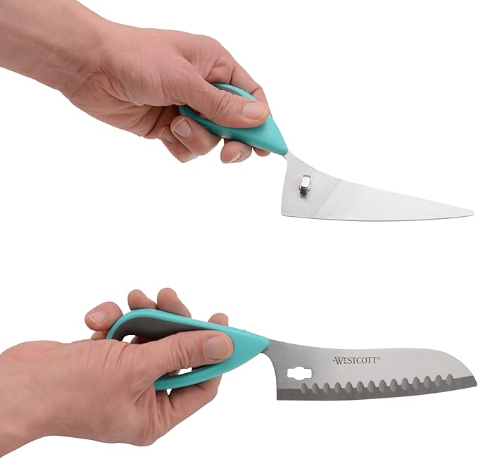 Westcott Titanium-Bonded Soft Handle Kitchen Pizza Scissors with Detachable Handles, Teal - 9-Inch Kitchen Shears for Cutting Pizza, Prepping Vegetables, and More