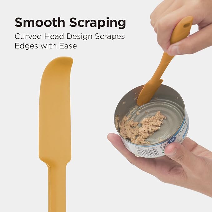 Kitchen Mama WaltzGrip Platinum Silicone Jar and Can Spatula Utensil Set: Heat-Resistant, Nonstick Scraper, Scooping, Perfect for Smoothies, Jam, Cream, Butter, Dishwasher Cooking Gadget (Yellow)