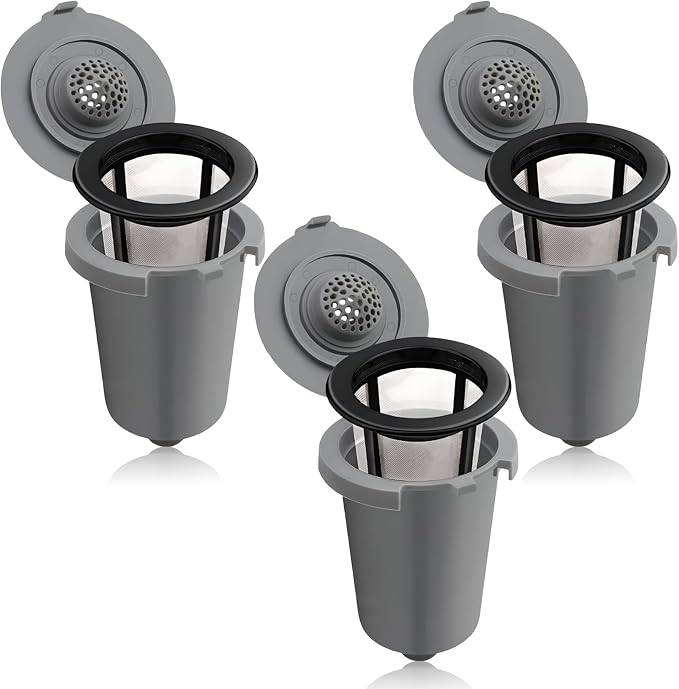Replacement Parts Grey Reusable Filter Cup, Compatible with Cuisinart Single Serve Coffee Makers 3 Pack