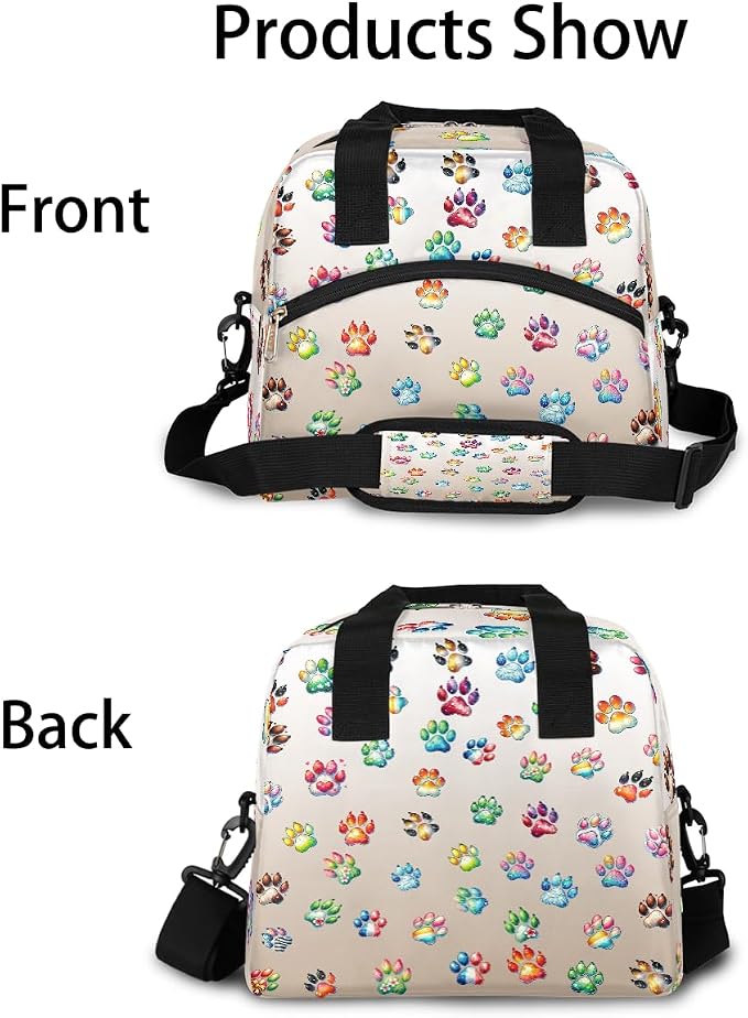 Cute Paw Skin Insulated Lunch Bags for Women Girls Adult Ethnic Reusable Lunch Tote Therma Cooler Bag with Shoulder Strap Lunch Box for School Work Office Picnic Meal Prep Bag