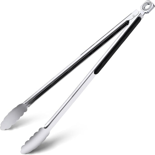 Grilling Tongs - 17 Inch Extra Long Metal Tongs, Heat Resistant Stainless Steel Grill Tongs, Heavy Duty BBQ Tongs for Cooking, Grilling, BBQ/Barbecue, Food (17 inch)