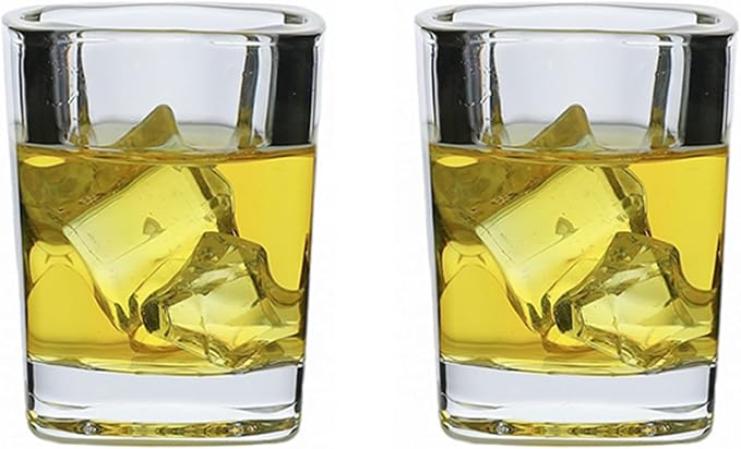 Shot Glasses 2.3 oz, Set of 2 - Cute Square Tequila Glasses, Perfect for Whiskey, Tequila, Liqueurs, Party & Collection, Espressos, Spirits & Liquors (2, Clear square)