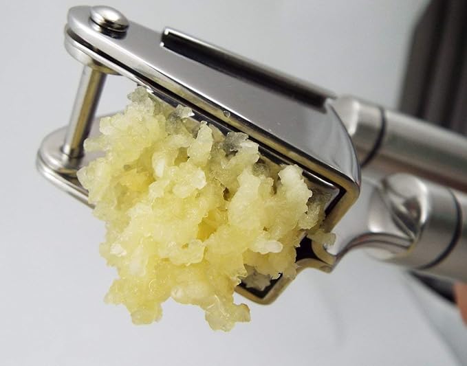 Best Garlic Press With Cleaning Brush - Solid 18/10 Stainless Steel Garlic Crusher Mincer Ginger Tools