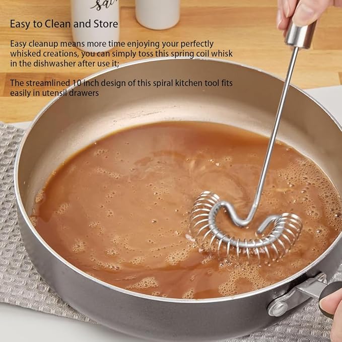 2Pcs Stainless Steel Spring Coil Whisk Set, Handheld Spiral Wire Whipper Blender Beater, Kitchen Cooking Tools for Eggs, Cream, Sauces, Gravy, 10 inch