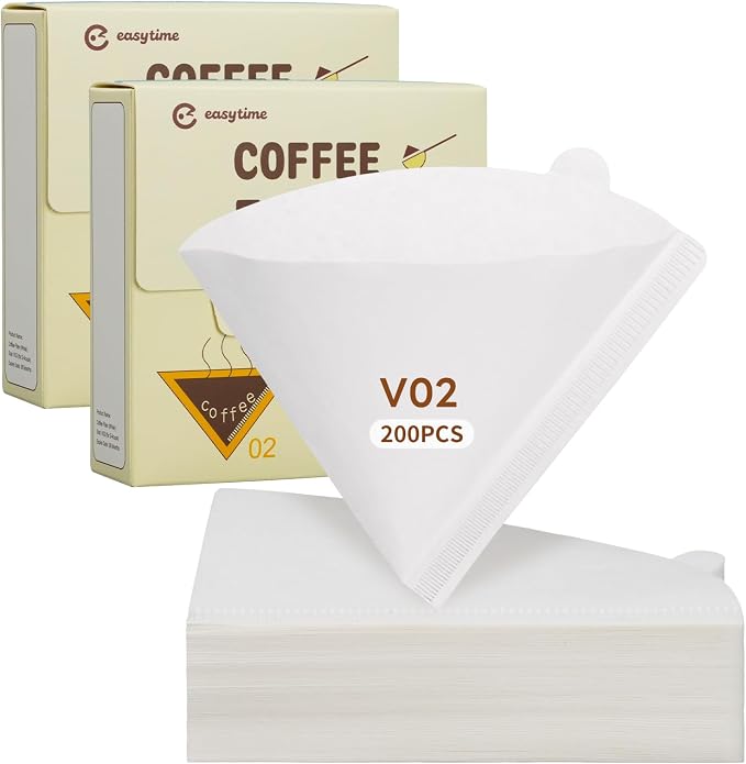 #2 Coffee Filters, 200 Count Cone Coffee Filters #2, Small White Paper Coffee Filter 2-4 cup for Pour Over and Drip Coffee Maker (2 Boxes, 200 Count Total)