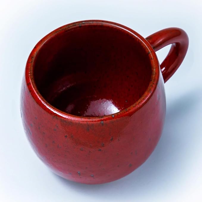 Asayu Japan Ceramic Coffee Pour Over Maker Set in Chrome Red, Slow Brewing Paper Filter Holder and Dripper with 3 Holes for Coffee and Tea (Accessory Ceramic Mug)