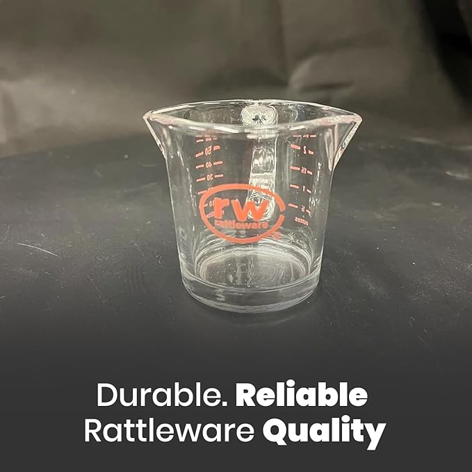 Rattleware 3 oz Espresso Shot Glass Pitcher with Handle & Pink Volume Marking - Genuine Barista Measuring Cup with ML & OZ Graduations - Durable Swift Espresso for Pouring Shots & Coffee