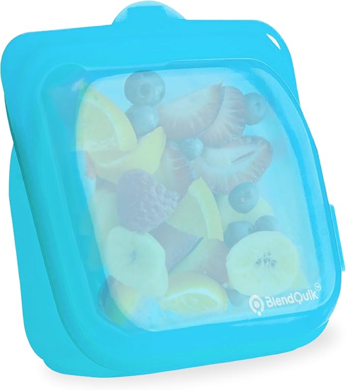 Reusable Silicone Food Storage Bags, 1000 ml Capacity, Leak Proof Freezer Silicone Bags, Easy To Clean Reusable Travel Bag, Sky Blue