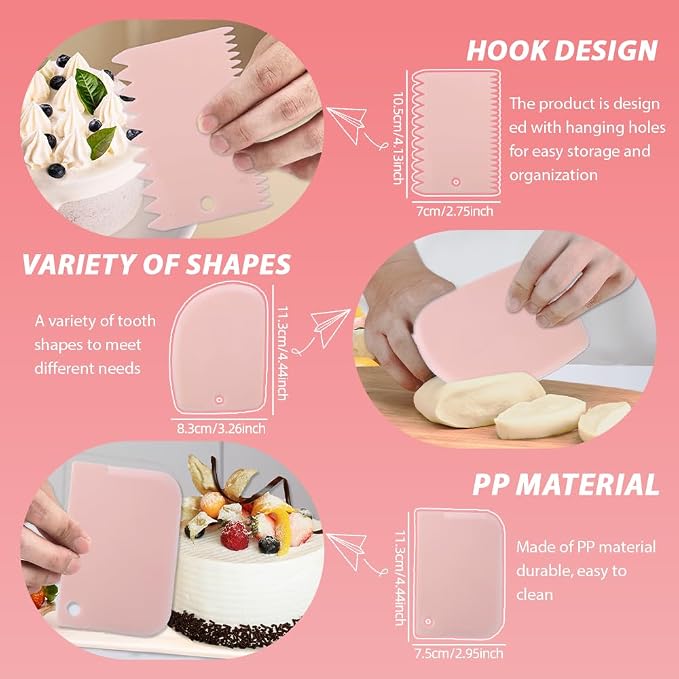 Pink Cake Decorating Supplies, spring baking kit pastel pink cake turntable kit with 10 Piping Tips, 50 Piping Bags, 2 Spatulas,3 Icing Scrapers,Pink baking supplies for girly cake decorating