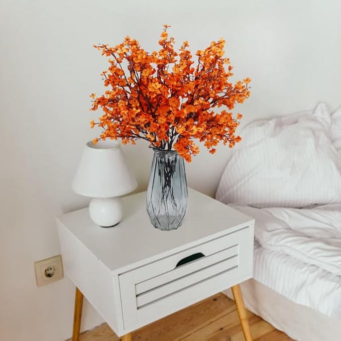 DoubleWood Caramel Silk Flowers, 10PCS Artificial Babys Breath Flowers, Fake Flowers Fall Stems Decoration Gypsophila Bouquets for Home Garden,Farmhouse Table Centerpieces (10, Caramel)