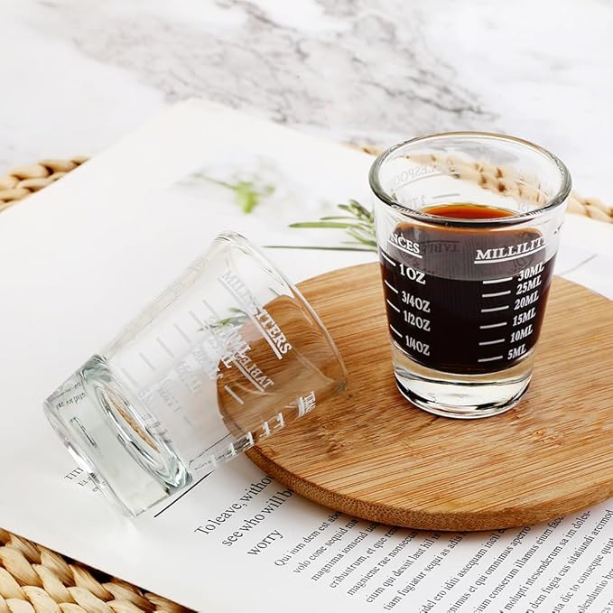 Set of 6 White Shot Glasses - Heavy Glass, Perfect for Measuring Espresso, Wine, and More 26-Incremental Measurement 1oz, 6 Tsp, 2 Tbs, 30ml (6, White)