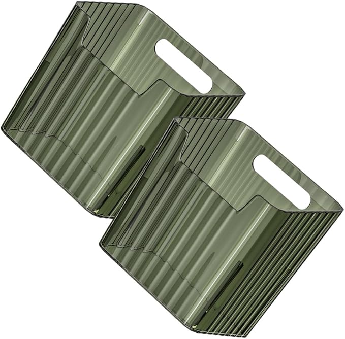 SHINEOFI 2pcs Refrigerator Storage Box Set for Fridge Side Door, Food Storage Containers with Classification Crisper, Kitchen Pantry Organizer in Dark Green