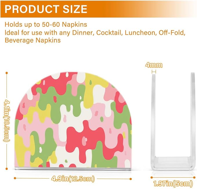 Napkin Holder Acrylic Napkin Holder for Table Kitchen Party Restaurant U Shaped Upright Napkin Dispenser Organizer Colorful Drips