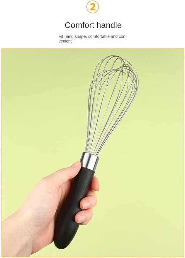 10 12-Inch Balloon Whisk Stainless Steel Manual Egg Beater,Frother Handheld For Cooking Cake Cream Whipping