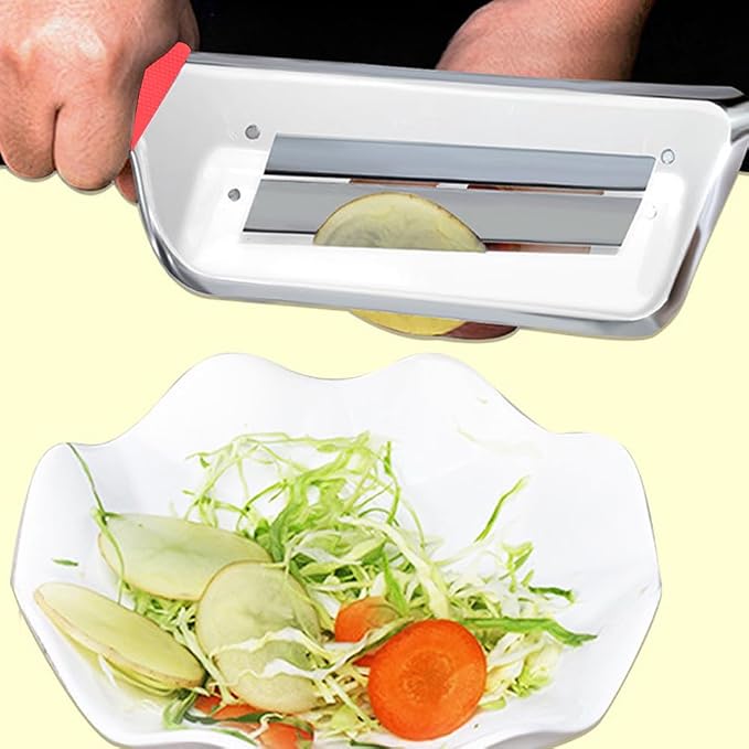 2 PACK Cabbage Chopper Shredder Slicing Cutting Sauerkraut Cutter Grater, Two Sharp Stainless Steel Blades for Sauerkraut Coleslaw Mandoline Slicer with Silicone Finger Grips Peeler