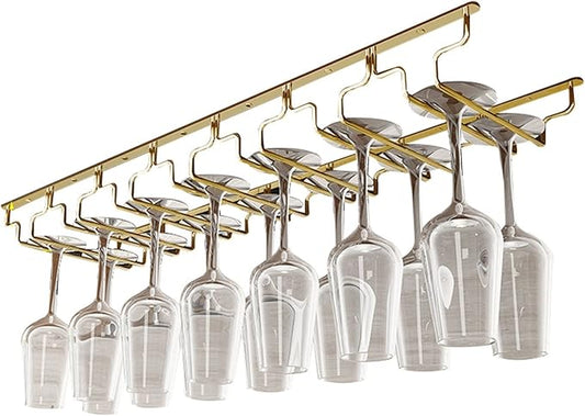 7 Rows Under Cabinet Wine Glass Rack, Hanging Stemware Holder, 304 Stainless Steel Hanger Storage Shelf, Stemware Wine Glass Holder Storage Hanger For Bar Kitchen Cabinet ( Size : Width:22.5cm )
