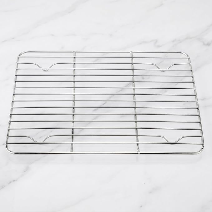 2pcs Stainless Steel Cooking Rack, Steamer Baking Drying Wire Cooling Rack for Toaster Oven Cooking Roasting Grilling Cookie Cake Meat 9 x 7inch