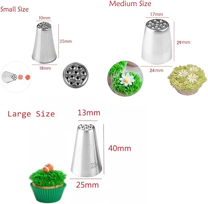 Symphony Wire Tips, Stainless Steel Icing Piping Nozzles For Pastry Fondant Tools (Grass)