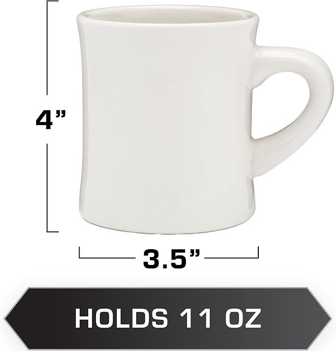 COLETTI Diner Coffee Mugs — Restaurant Coffee Mugs, Retro Coffee Mug – Sturdy & Heavy Diner Mug – Nostalgia in Every Sip [Cream, 11 oz, Set of 4]