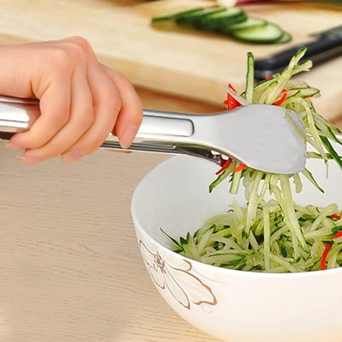Premium Stainless Steel 9-Inch Kitchen Tong For Cooking Utensils Kitchen Salad Tongs Grilling Barbeque Tongs - Set of 5