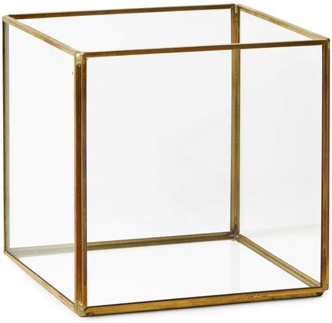 Serene Spaces Living Square Gold Lantern, Measures 5 inches Cube, Sold Individually