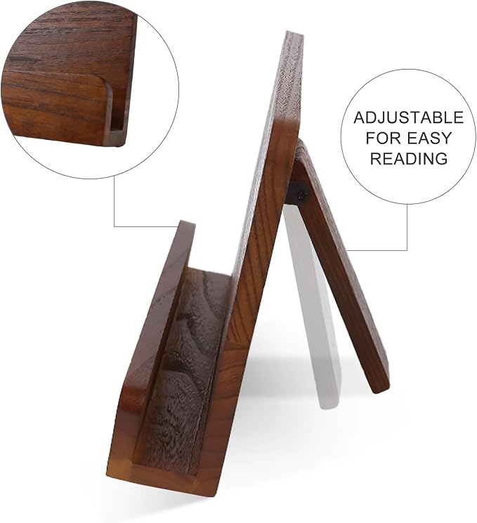 Heavy Duty Cookbook Stand for Kitchen, Recipe Book Holder for Kitchen Counter, Easily Keeps Cook or Recipe Books Open for Convenient Cooking, Rustic Cook Book Holder Stand (Rustic Brown)