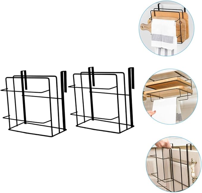 2pcs Chopping Board Wrought Iron Hanger Metal Wall Hanging Basket Under Cabinet Basket Bathroom Door Organizer Inside Cabinet Door Storage Kitchen Door Organizer Towel Holder Grid