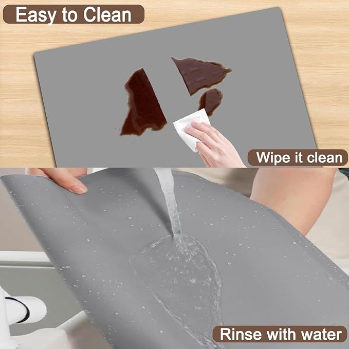 Silicone Mats for Kitchen Counter, 48"x32"(120cmx80cm) Large Heat Resistant Mat Kitchen Island Waterproof Countertop Protector Mat Nons-slip Extra Large Counter Mat, Lake Blue