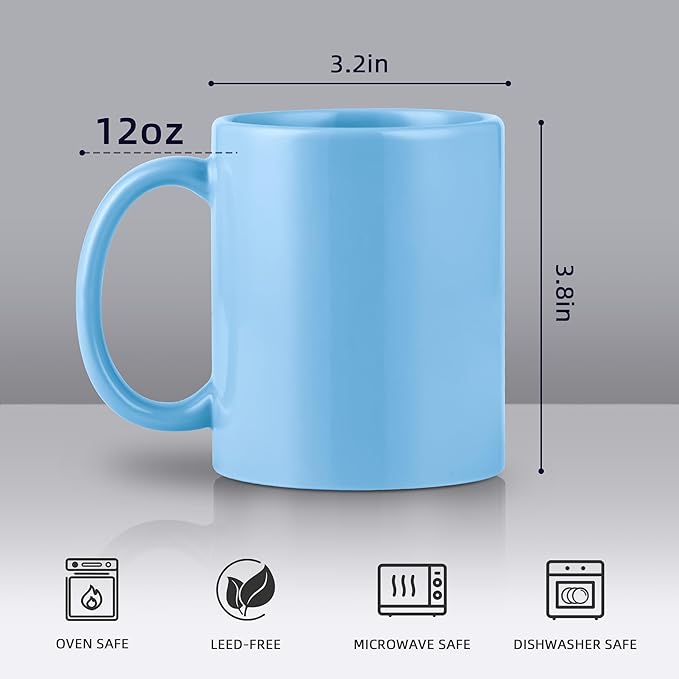BYCNZB 12oz coffee mug set of 6 Coffee Mugs for Coffee, Tea, Cocoa, Milk（ Multiple color）
