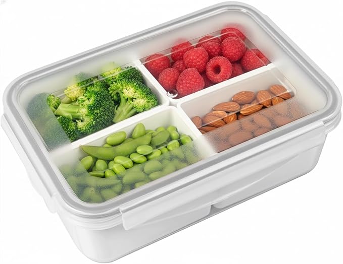 carrotez Food Storage Container with 4 Removable Compartments, Food Prep Container with Airtight Lids, Portion Control Container, Reusable, BPA Free, 4.6 Cup(1100ml)