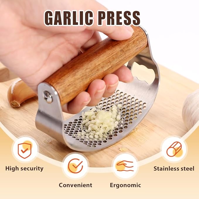 2026 Upgraded Garlic Press Rocker, Stainless Steel Garlic Crusher, Mincer and Choppe, Ergonomic Handle, Easy Kitchen Gadget for Effortless Smashing, Home and Kitchen Utensils Accessories, Cooking (2)