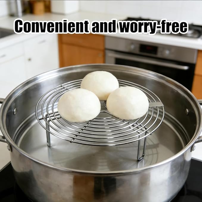 9.44''×2.8'' Round Stainless Steel Steamer Rack & Cooling Rack - Multi-Use Pot Trivet, Air Fryer/Baking/Canning Steaming Rack, Wire Kettle Cooking Holder