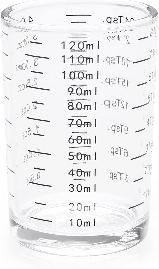 BCnmviku Measuring Cup Shot Glass 4 Ounce/120ML Liquid Heavy High Espresso Glass Cup Black Line (1, Black)