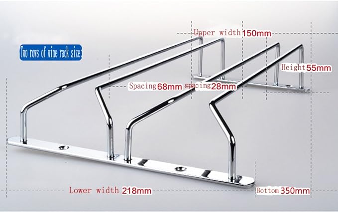 27 cm stainless steel wine glass holder rack, chrome wine glass holders under cabinet, 1 piece (2 rows)