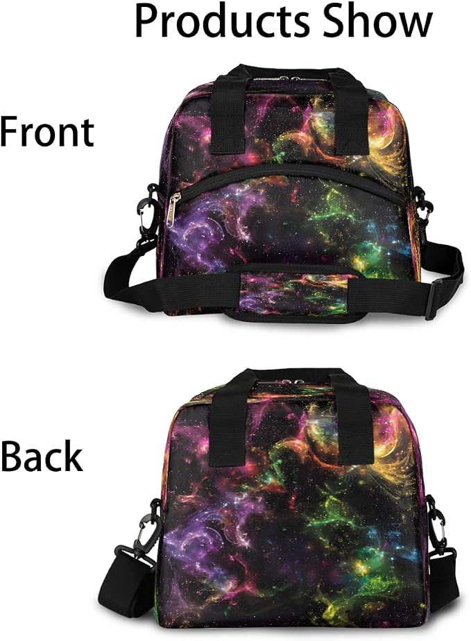 Pardick Galaxy Colorful Insulated Lunch Bag for Women Girl Reusable Lunch Tote Box With Shoulder Strap Lightweight Thermal Cooler Meal Prep Bag for Work School Office Picnic