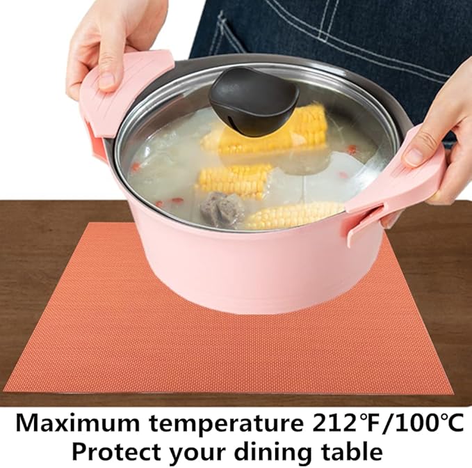 WAZAIGUR Placemats,Easy to Clean Crisscross Woven Vinyl Place Mats Durable Non-Slip Heat Resistant Table Mats,Placemats for Kitchen Table (Orange, 4)