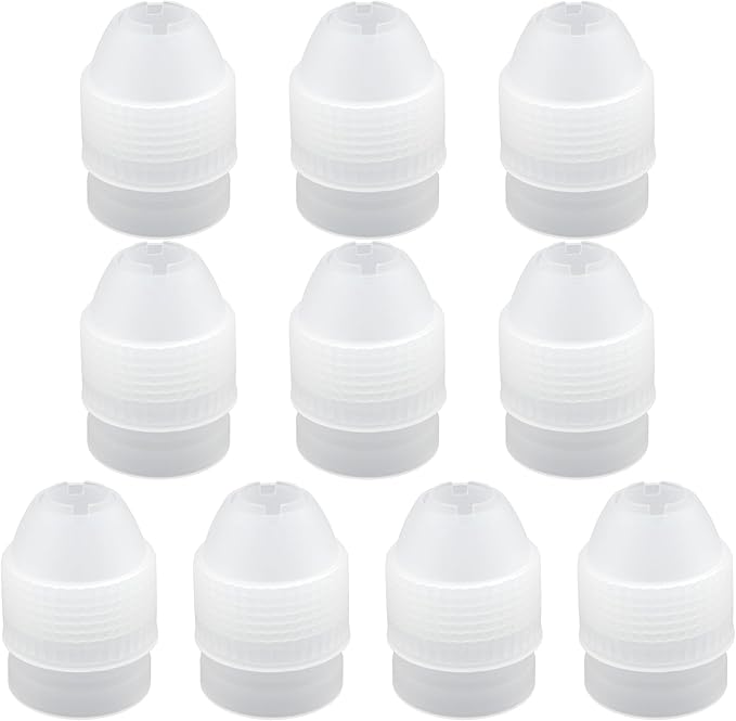 10 Pack Piping Bag Couplers for Icing Nozzles, Medium Couplers for Piping Bags, Transparent - Medium sized