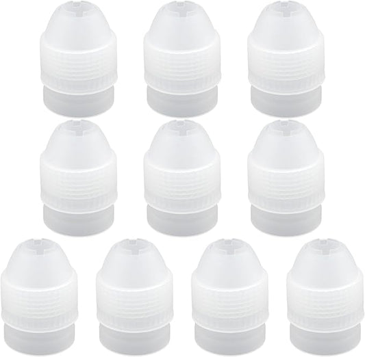 10 Pack Piping Bag Couplers for Icing Nozzles, Medium Couplers for Piping Bags, Transparent - Medium sized