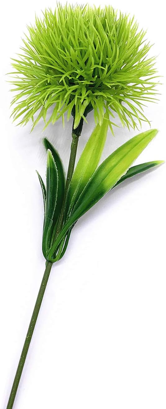 CATTREE Artificial Dandelion Flowers, Plastic Plants Shrubs Bushes Fake Grass Wedding Indoor Outdoor Home Garden Arrangements Party Decoration Planting Filler - Green 10 Pcs