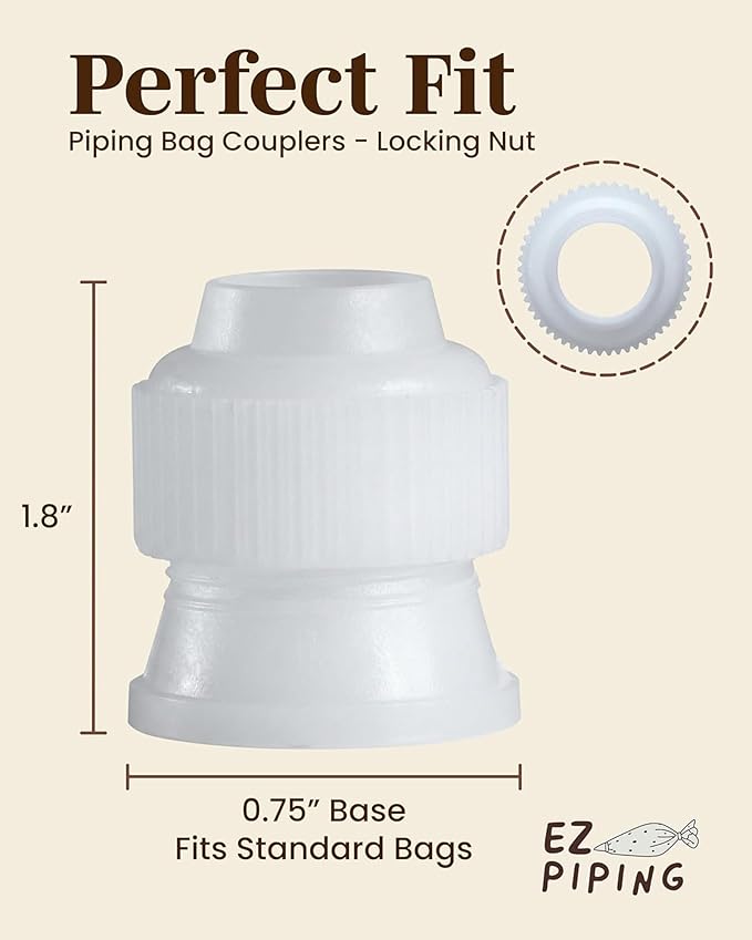 Cake Decorating Piping Bag Couplers - 10 Pieces Locking Nut Cake Decorating Supplies Icing Bag Connector Frosting, Pastry Kit Cupcake Decorating Kit, Baking Supplies, Fits Most Standard Tips