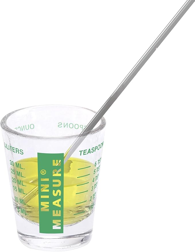 Kolder Mini Measure Heavy Glass, 20-Incremental Measurements Multi-Purpose Liquid and Dry Measuring Shot Glass, Green