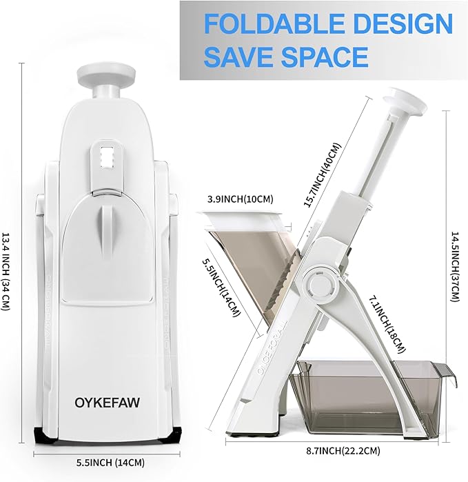 Safer Mandoline Slicer For Kitchen, Potato Slicer for Chips, Vegetable & Food Cutter, Thickness Adjustable 0.1-8 mm, Kitchen Faster Slice Artifact (Only Slicer)